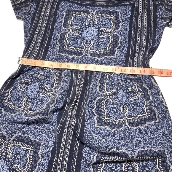 WHITE STUFF Blue Tile Indian Summer Dress  Poly / Linen Blend (No Belt) US Sz 6 - Picture 7 of 13